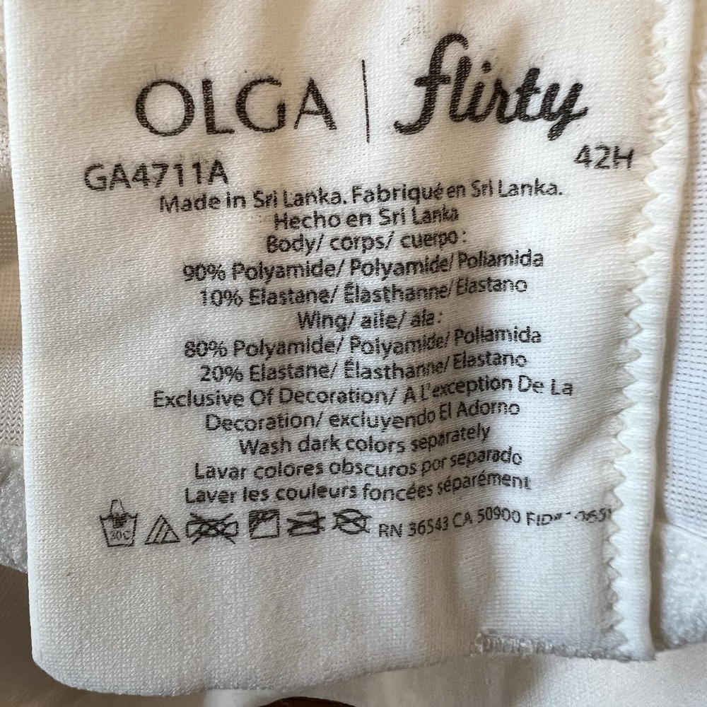 Olga Flirty Balconette Bra Women's Size 42H Heart Lined Underwire - Picture 4 of 5